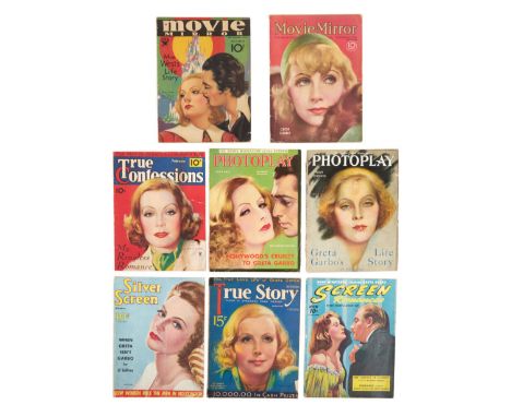 A group of 10 vintage magazines dating from 1928 to 1951 featuring Greta Garbo on the magazine covers including&nbsp;LIFE, Mc