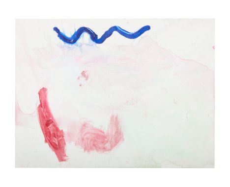 A pastel-colored painting with dark blue and red accents believed to have been created by Dennis Hopper.12 x 9 inchesPROVENAN