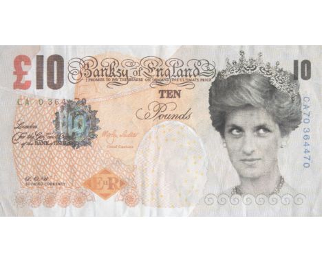 An offset lithograph print on paper featuring Banksy's "Di-Faced Tenner" design, acquired by the current owner directly from 