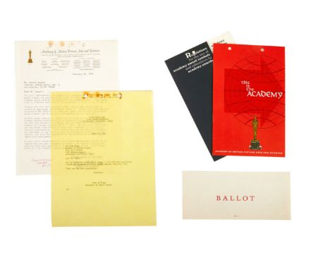 A group of documents relating to Dennis Hopper joining the Academy of Motion Picture Arts and Sciences in 1970, including a s