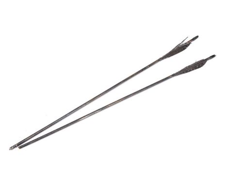 An pair of original arrow props as used during the Battle of Winterfell in Game of Thrones (HBO Entertainment, 2019).These ty