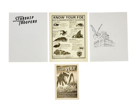 An original Phil Tippet Whiskey Outpost sketch and related ephemera from Starship Troopers (Touchstone Pictures, 1997). This 