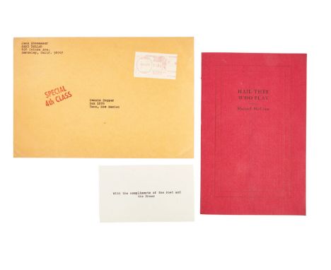 A limited edition second printing of Beat Generation poet, artist, and playwright Michael McClure's Hail Thee Who Play (Sand 