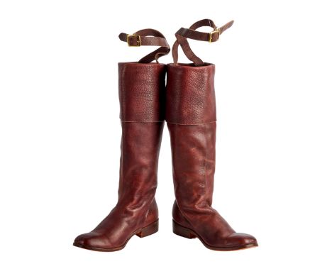 A pair of brown leather boots as seen worn by Mel Gibson as Benjamin Martin throughout The Patriot (Columbia Pictures, 2000).
