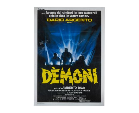 An Italian one-panel poster for Lamberto Bava's&nbsp;Demons&nbsp;(DACFILM Rome, 1985), signed by Bava, composer Claudio Simon