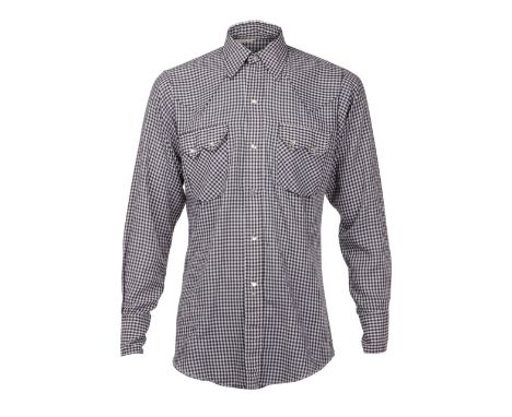 A group of three vintage plaid/gingham button-down shirts, personally-owned by Dennis Hopper. This lot includes a brown, blue