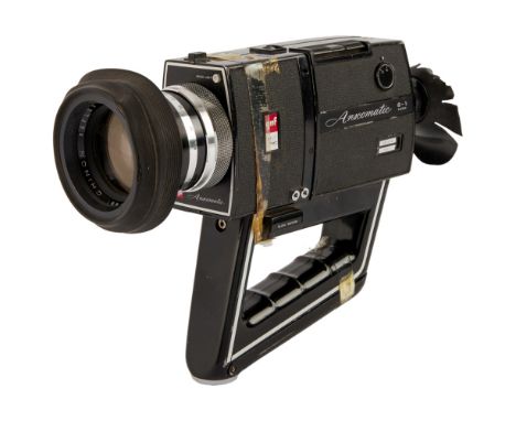 An Anscomatic hand-held super 8 camera model number Gaf ST/110, circa 1970-71, with a reflex zoom lens and with adjustable ey