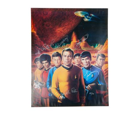 A limited edition (257/500) lithograph print depicting seven characters from&nbsp;Star Trek&nbsp;(Desilu Productions, 1966-19