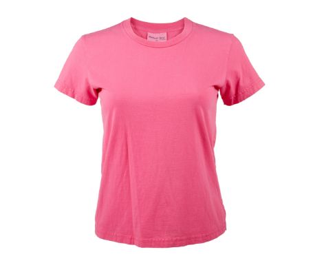 A bubblegum pink, short-sleeved t-shirt as seen worn by Drew Barrymore as "Lucy Whitmore" in the romantic comedy 50 First Dat