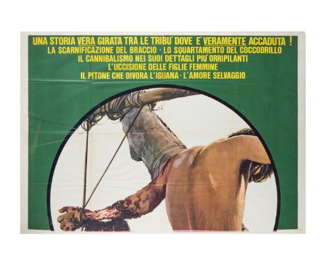 An Italian two-panel film poster for&nbsp;Ruggero Deodato's&nbsp;Jungle Holocaust&nbsp;(Erre Cinematografica, 1977), signed b