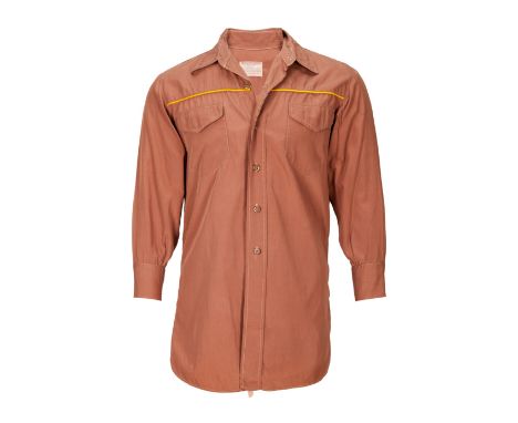 A button-down shirt worn by John McIntire as "Christopher Hale" in season seven of the western television show Wagon Trail (R