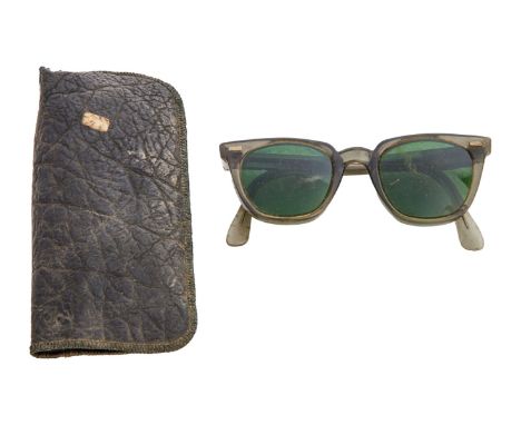 A pair of vintage (c. 1950s) NoIR sunglasses, personally owned by Dennis Hopper. Housed in a faded black soft NoIR case.3.25 