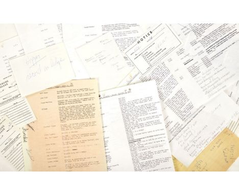 A collection of typewritten and handwritten telephone memos and&nbsp;notes, documenting attempted contact with Dennis Hopper 