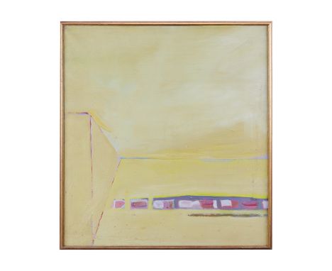 A framed&nbsp;acrylic on linen painting titled "Adobe" by New Mexico painter Quinn Mizer belonging to Dennis Hopper. The pred