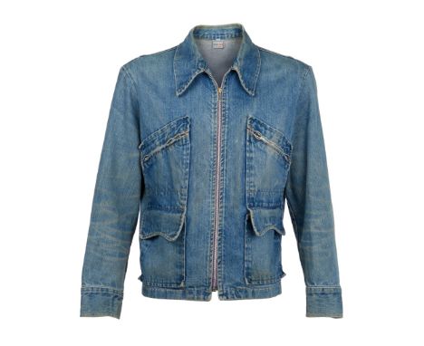 A vintage denim jacket, film-worn by Dennis Hopper as "Don" in the drama Out of the Blue (Robson Street, 1980). The 100% cott