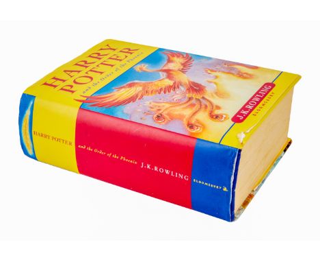 A first edition of the novel Harry Potter and the Order of the Phoenix (London: Bloomsbury Publishing, 2003), complete in its