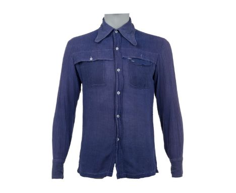 A trio of vintage cotton gauze button-down shirts, personally-owned by Dennis Hopper. This lot includes a cream, 100% cotton 