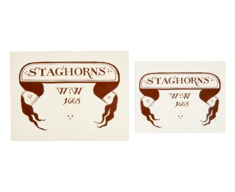 Two original "Staghorns" jar label transfer props as seen used in the production of Harry Potter and the Prisoner of Azkaban 