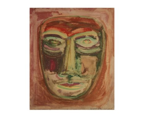 A watercolor painting on paper that was created and signed by Dennis Hopper, circa 1960. The painting is an abstract impressi