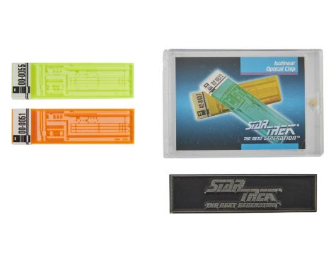 Two original Isolinear optical chip props as seen used in Star Trek: The Next Generation (Paramount Domestic Television, 1987