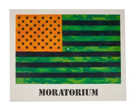 A linen-backed poster of the 1969 Jasper Johns work "Moratorium," from the personal collection of Dennis Hopper.The poster de