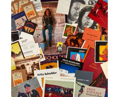 A collection of exhibition mailers, gallery catalogs, postcards, cut-outs, and other ephemera relating to the work of Native 