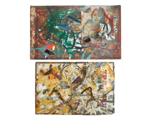 A pair of assemblages believed to have been created by Dennis Hopper, from a metal sign, one on a board.Though better known f