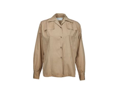 A deep tan military button-up shirt from the production Here Come the Waves (Warner Bros., 1944) with an original Warner Bros