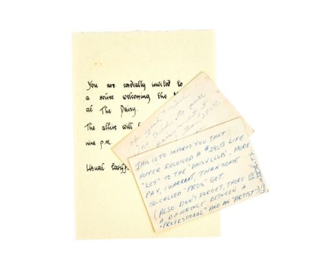 A handwritten invitation to a New Year's Eve party at The Daisy in Beverly Hills, a celebrity restaurant hot spot that also f
