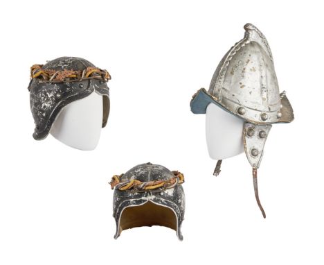 Three helmets, two Irish Army and one Cavalier, as seen worn by various soldiers in Michael Curtiz's The Private Lives of Eli