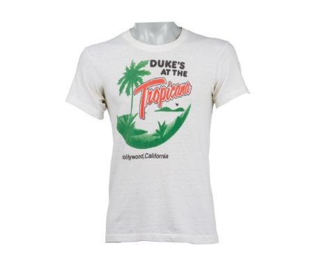 A vintage t-shirt from Duke's Coffee Shop at the Tropicana Motel in Hollywood, California, personally owned by Dennis Hopper.