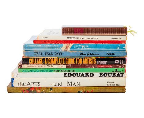 A group of art-themed books that were owned by Dennis Hopper and are stamped with the words "Dennis Hopper / Works of Art / C