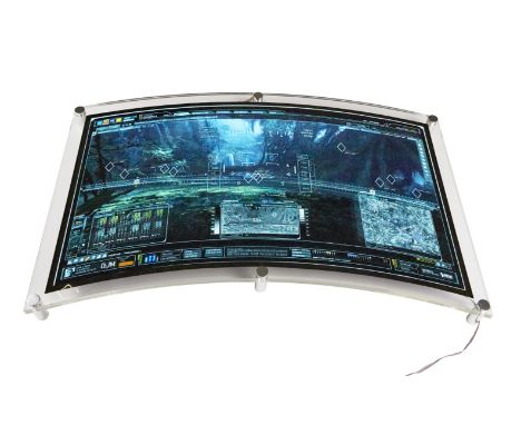 An original illuminating control room screen as seen used in the James Cameron film Avatar (20th Century Fox, 2009). This con