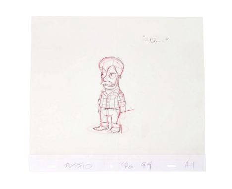An original sketch of the George Lucas-inspired character "Randall Curtis" from "Co-Dependents' Day," a parody episode of The