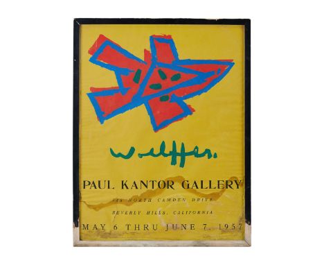 A framed Emmerson Woeffler art exhibit poster belonging to Dennis Hopper. The poster advertises an Emmerson Woelffer exhibiti