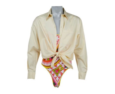 A colorful bathing suit and Perry Ellis Portfolio yellow button-up shirt as seen worn by Shawn Wayans as Kevin Copeland in di