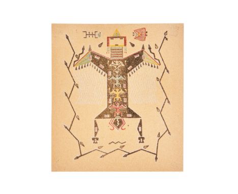 A print of Native American imagery executed on sandpaper, belonging to Dennis Hopper.9 x 10 inchesPROVENANCE Property from th