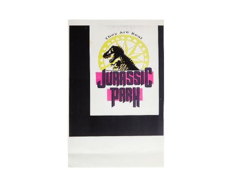 A colored concept title artwork copy featuring the text "They Are Real" from Steven Spielberg's sci-fi/drama Jurassic Park (U