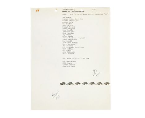A memo from Marilyn Schlossberg to "Bert" (Schneider), listing various executives and celebrities who screened&nbsp;Easy Ride