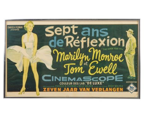 A framed Belgian poster for the film The Seven Year Itch (Twentieth Century Fox, 1955).Monroe co-starred alongside Tom Ewell 