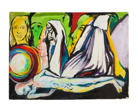 A group of four paintings by unknown artists from the personal collection of Dennis Hopper.32 x 24 inches (largest)PROVENANCE