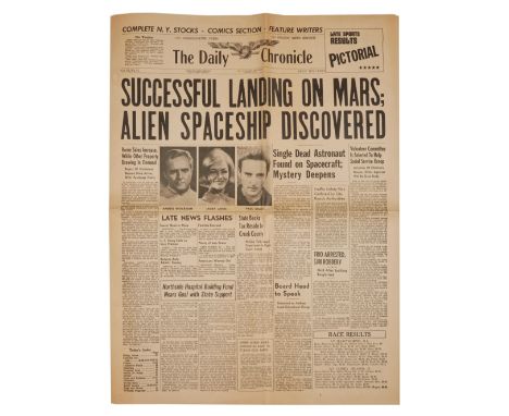 A newspaper prop as seen used in the sci-fi horror film&nbsp;Queen of Blood (American International Pictures, 1966) that star
