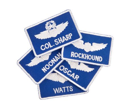 A group of five astronaut name patch props as seen used in the Sci-Fi Action / Adventure Armageddon (Touchstone Pictures, 199