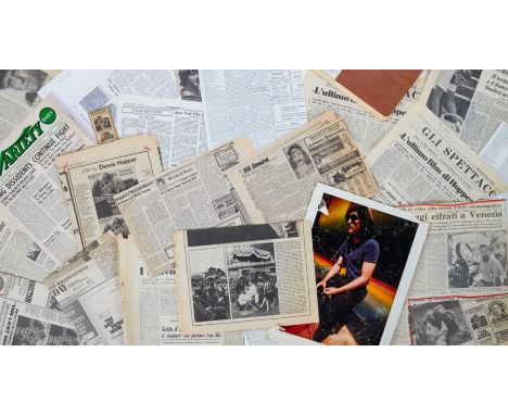 A collection of vintage press clippings related to the film The Last Movie (Universal Pictures, 1971) that were owned by Denn
