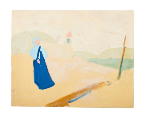 A painting by Jim Wagner of a prairie woman belonging to Dennis Hopper, signed by Wagner on the verso.8 x 10.25 inchesPROVENA