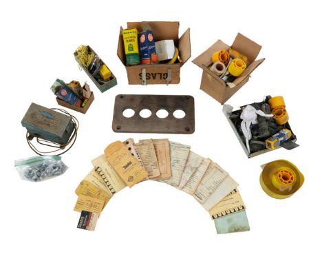 A collection of various materials and parts that were used at the El Cortez Theatre in Taos, New Mexico, which was owned by D