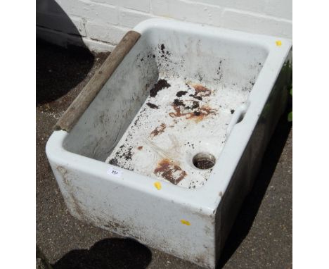 A Victorian white ceramic sink planter, 60cm wide.
