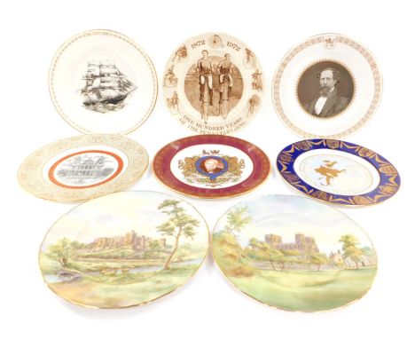 A group of collectors plates, comprising a Royal Worcester Arundel Castle cabinet plate, Royal Worcester York Minster from th