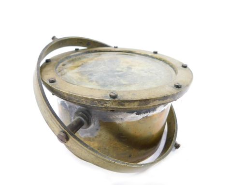 An early 20thC brass cased gimbal compass, by John Lilley and Gillie Limited, Northshields, 20cm diameter.