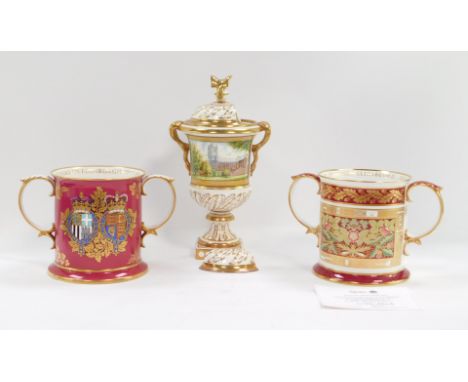 Three items of Spode China, comprising a Spode limited edition loving cup, The Silver Jubilee loving mug, and the Silver Wedd
